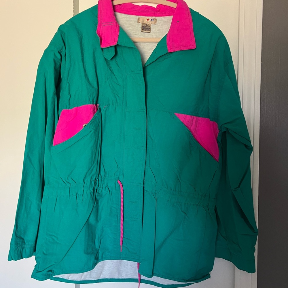 Vintage Vibrant Green and Pink Women's jacket